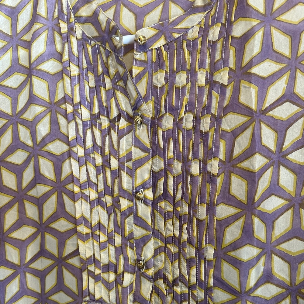 Roller Rabbit Geometric Patterned Dress in Purple and Gold - Picture 3 of 6